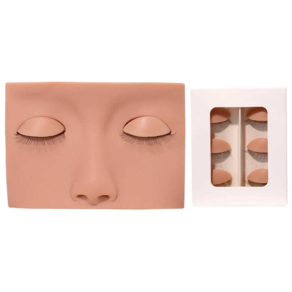 Eyelash Extension Training Kit for Beginners Practice Model Head Mannequin Eye Pads Tweezers Brushes Makeup Set Practice Eyelash