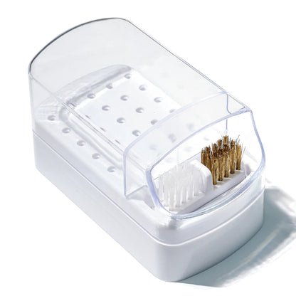 2in1 Nail Drill Bits Storage Box 30 Holes Nail Art Drill Storage Box Grinding Polish Head Bit Holder Display Organizer Dustproof