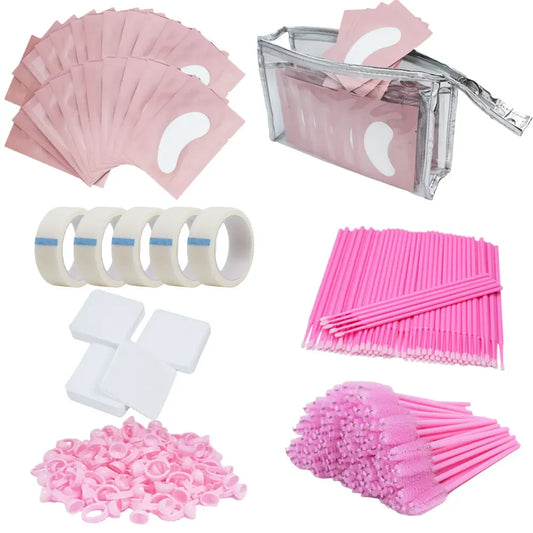 Eyelash Extension Kit: Strip Lashes, Under Eye Patches, Micro Applicator Brush, Adhesive Holder | All-in-One Professional Tools