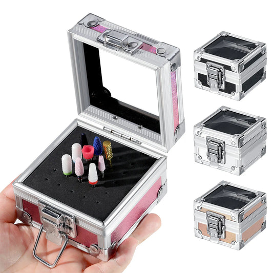 1pc Professional Nail Drill Bit Holder with 25 Holes - Aluminum Display Storage Box Container for Acrylic Nail Art Tools
