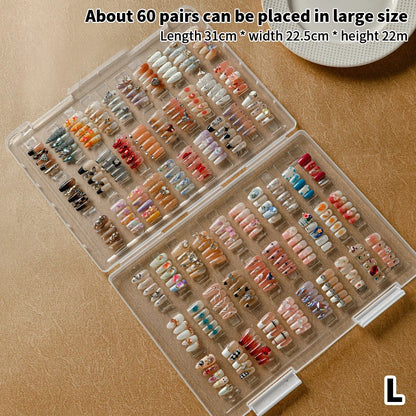 1Pc Dustproof Large Capacity Nail Art Storage Box Wearable Nail Patch Display Board Box Transparent Plastic Makeup Organizer