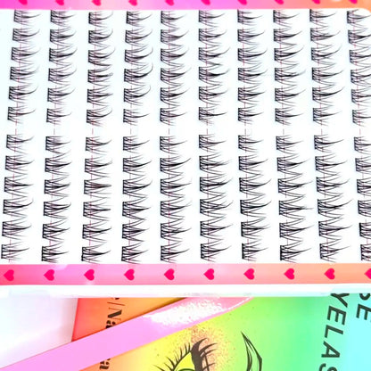 Hot Selling No Glue Individual Eyelash Extensions Kit 288 Clusters 24 Rows False Eyelash with Tweezers for Daily Makeup Party