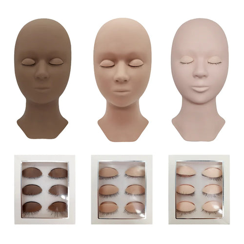 Mannequin Head For Eyelash Extension Training kit With Removable Eyelids Silicone Cosmetic Model Heads Makeup Tools Gel Material