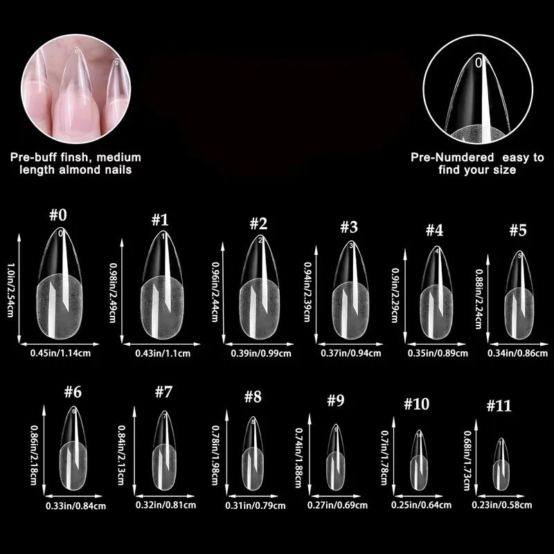 Pointed Nail Tips – 600pcs Semi-Matte Full Coverage