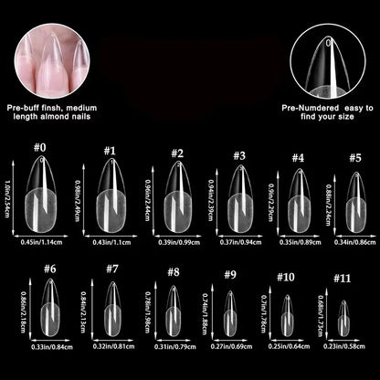 Pointed Nail Tips – 600pcs Semi-Matte Full Coverage