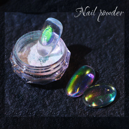 Aurora Rainbow Mirror Nail Glitter – Chrome Gel Pigment Powder