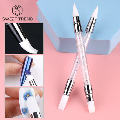 Double Head Silicone Nail Art Pen – Carving & Dotting Tool for Professional Manicure