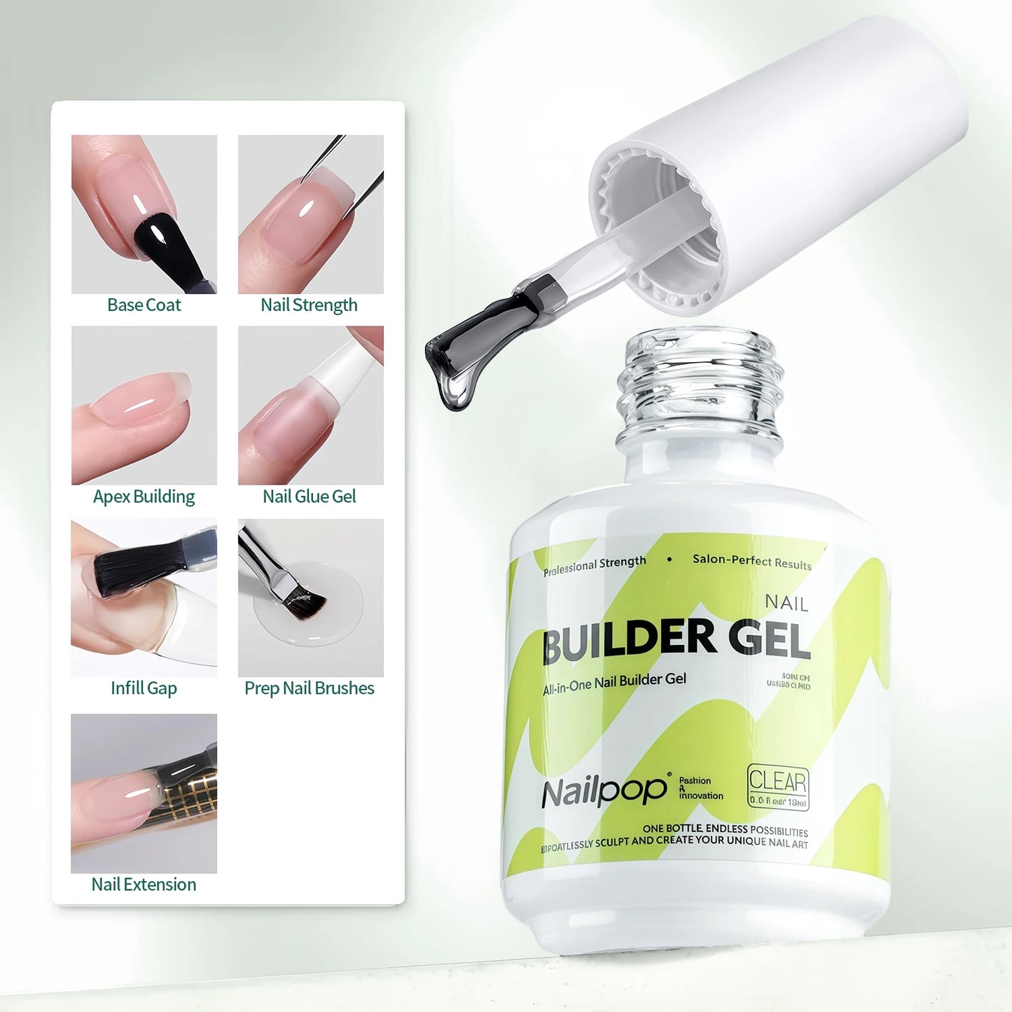 Builder Nail Gel – 4 Colors Base Coat & Extension Gel 15ml