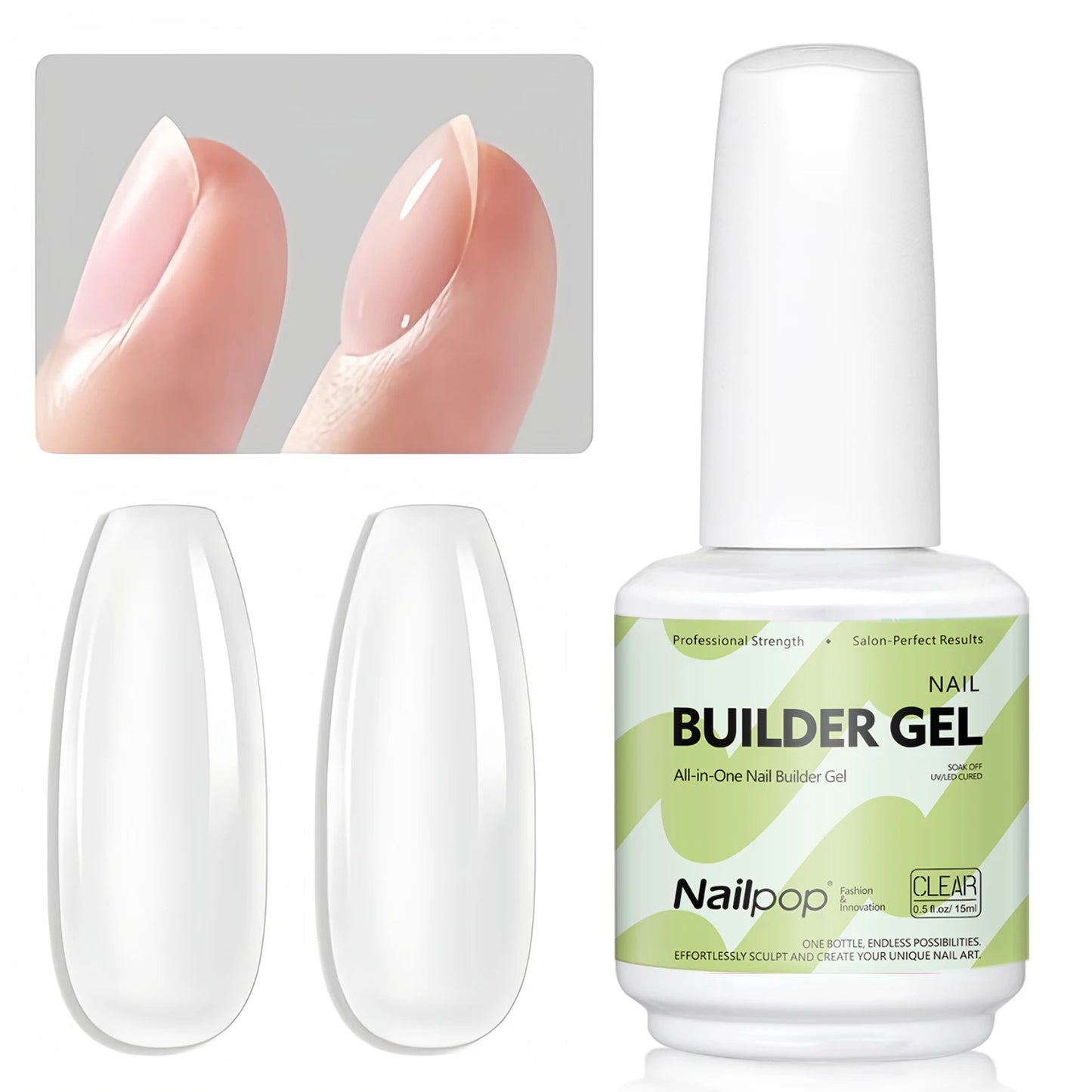 Builder Nail Gel – 4 Colors Base Coat & Extension Gel 15ml