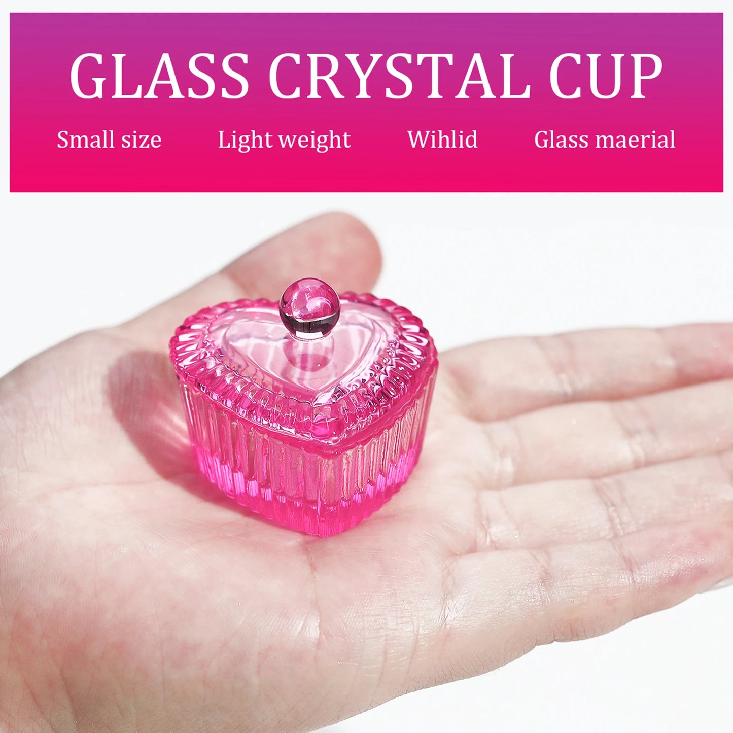 Pink Crystal Dappen Dish – Heart Shape Acrylic Liquid Holder