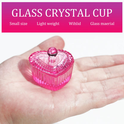 Pink Crystal Dappen Dish – Heart Shape Acrylic Liquid Holder