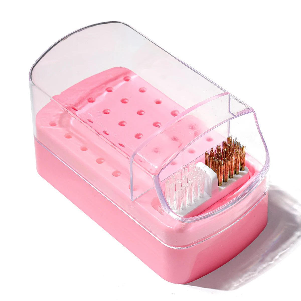 2IN1 Nail Art Drill Storage Box 7/30 Holes Manicure Head Bit Nail Polish Grinding Drill Bits Dust Display Cleaning Storage Box