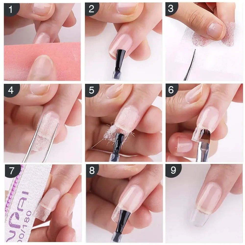 Fiberglass Nail Extension Silk Wraps – UV Gel Acrylic Tips