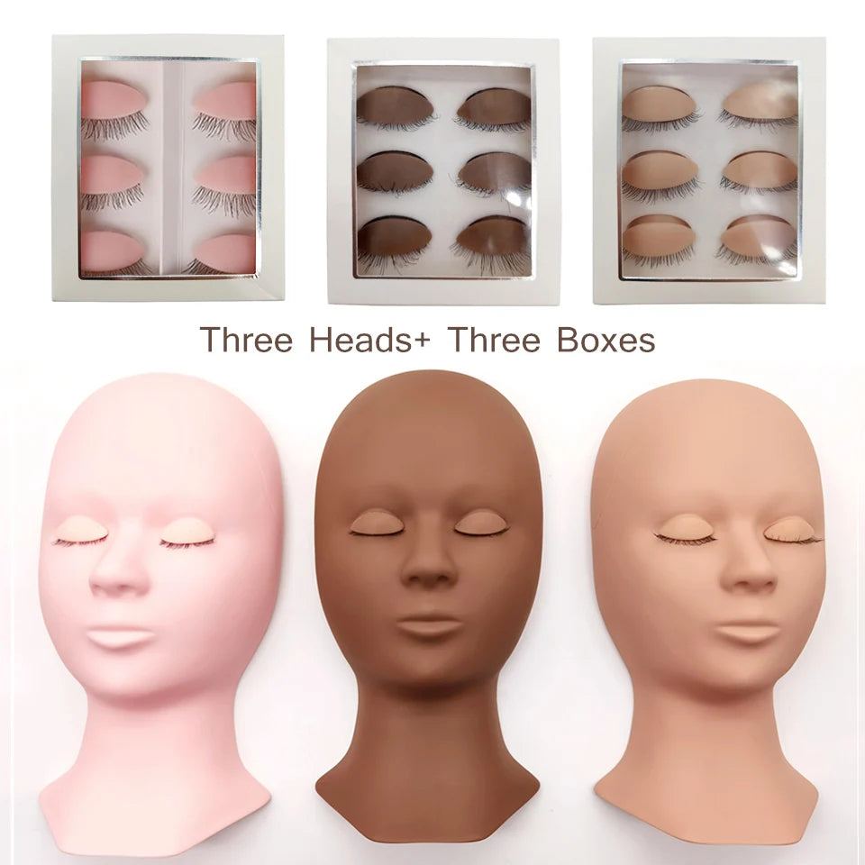 Mannequin Head For Eyelash Extension Training kit With Removable Eyelids Silicone Cosmetic Model Heads Makeup Tools Gel Material