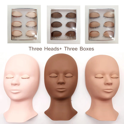 Eyelash Extension Training Kit for Beginners Practice Model Head Mannequin Eye Pads Tweezers Brushes Makeup Set Practice Eyelash