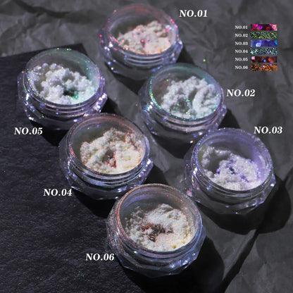 Aurora Rainbow Mirror Nail Glitter – Chrome Gel Pigment Powder