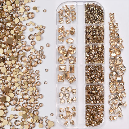 Nail Art Rhinestones Kit 2400pcs Nail Gems Ab Flatback Rhinestones Gems Stones with Storage Organizer for Design Bright Holiday