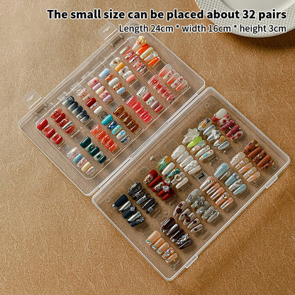 1Pc Dustproof Large Capacity Nail Art Storage Box Wearable Nail Patch Display Board Box Transparent Plastic Makeup Organizer