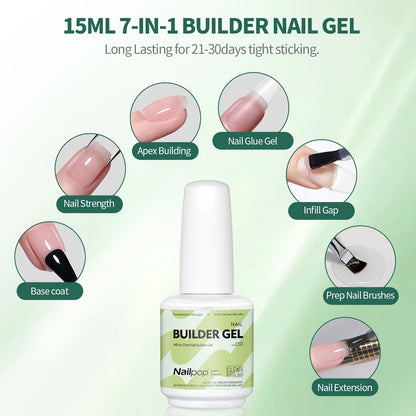 Builder Nail Gel – 4 Colors Base Coat & Extension Gel 15ml