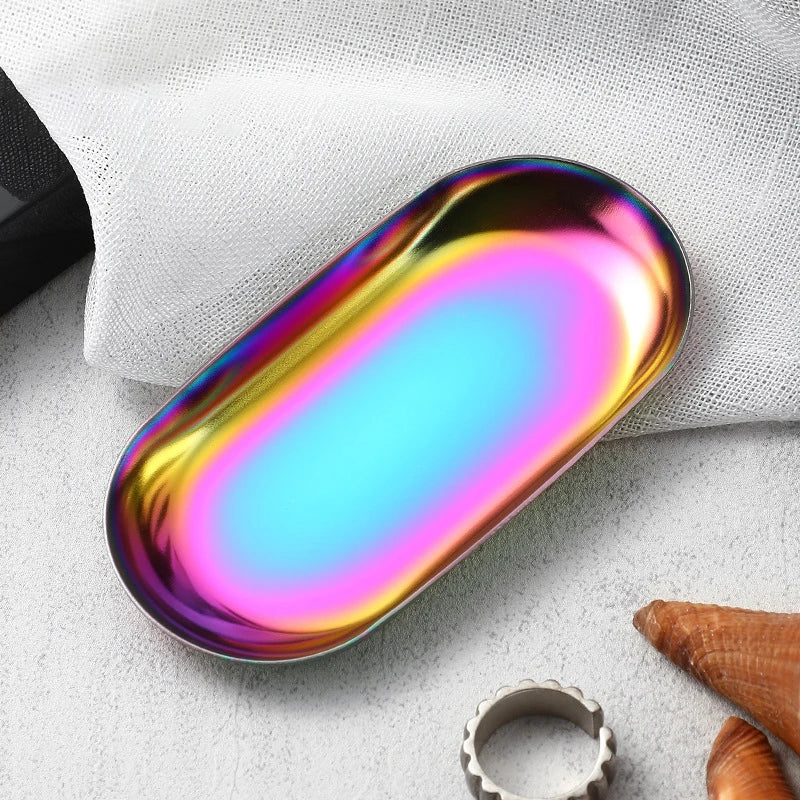 Nail Tray Stainless Steel Cosmetic Storage Tray Nail Art Nail Polish Storage Multicolor Nail Art Desktop False Nails Dish Tools