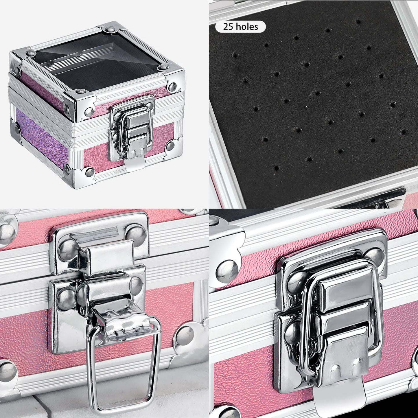 1pc Professional Nail Drill Bit Holder with 25 Holes - Aluminum Display Storage Box Container for Acrylic Nail Art Tools