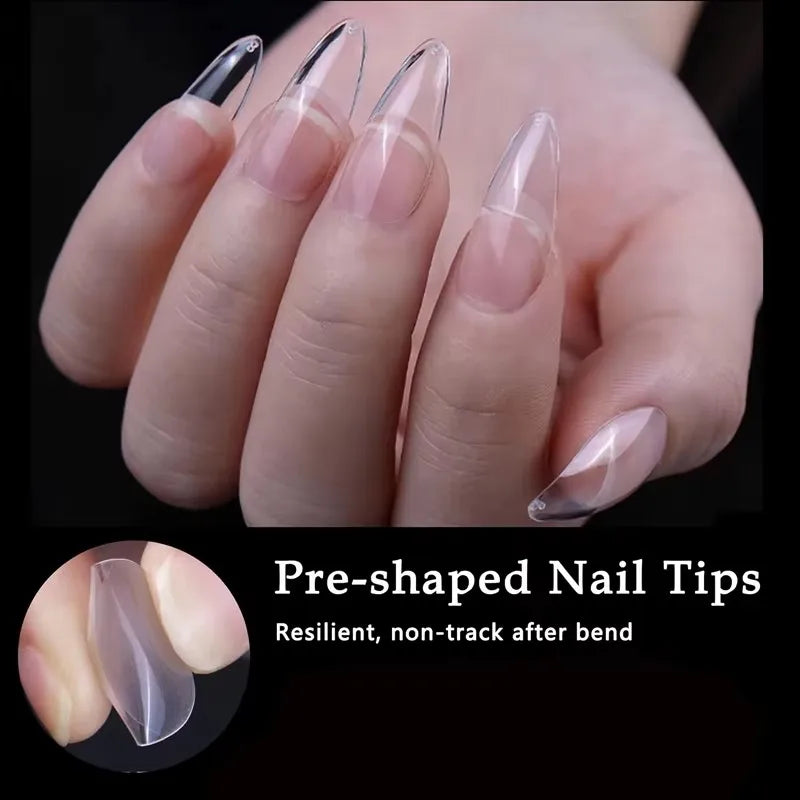 Pointed Nail Tips – 600pcs Semi-Matte Full Coverage