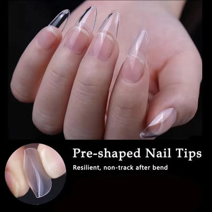 Pointed Nail Tips – 600pcs Semi-Matte Full Coverage