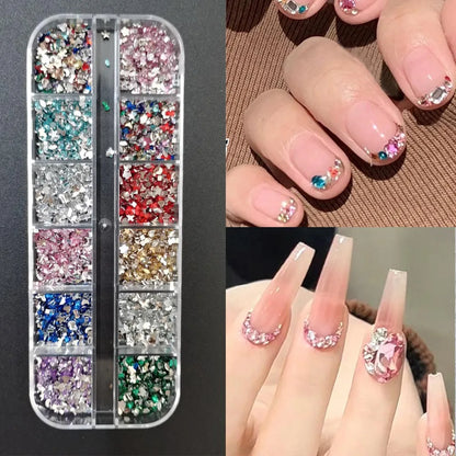 Nail Art Rhinestones Kit 2400pcs Nail Gems Ab Flatback Rhinestones Gems Stones with Storage Organizer for Design Bright Holiday
