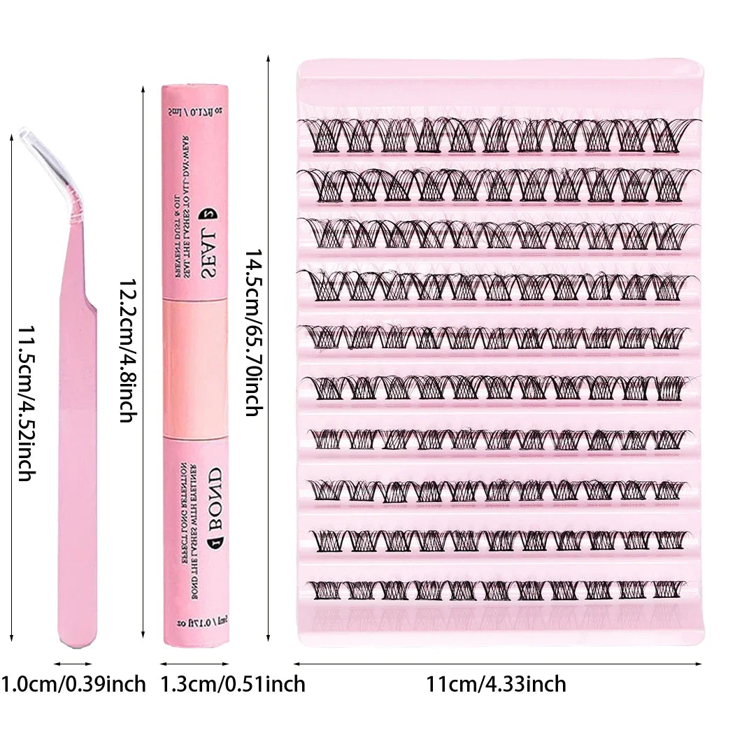 DIY Eyelash Extension Kit 110pcs Individual Lashes Cluster 30D40D 8-16mm Mix Lash Clusters Bond and Seal and Lash Applicator