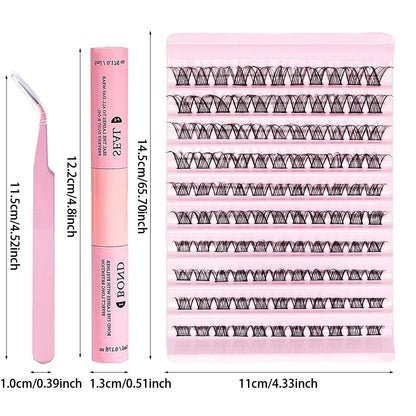 DIY Eyelash Extension Kit 110pcs Individual Lashes Cluster 30D40D 8-16mm Mix Lash Clusters Bond and Seal and Lash Applicator