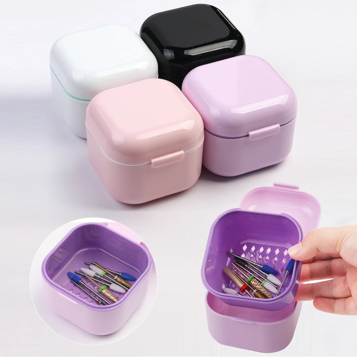 1pc Nail Drill Bit Storage & Disinfection Box, Nail Accessory Preservation, Display, Disinfection, Cleaning Empty Box