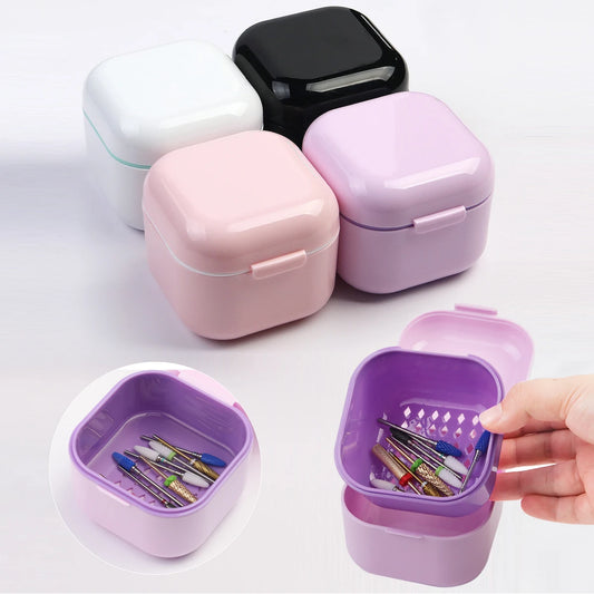 1pc Nail Drill Bit Storage & Disinfection Box, Nail Accessory Preservation, Display, Disinfection, Cleaning Empty Box