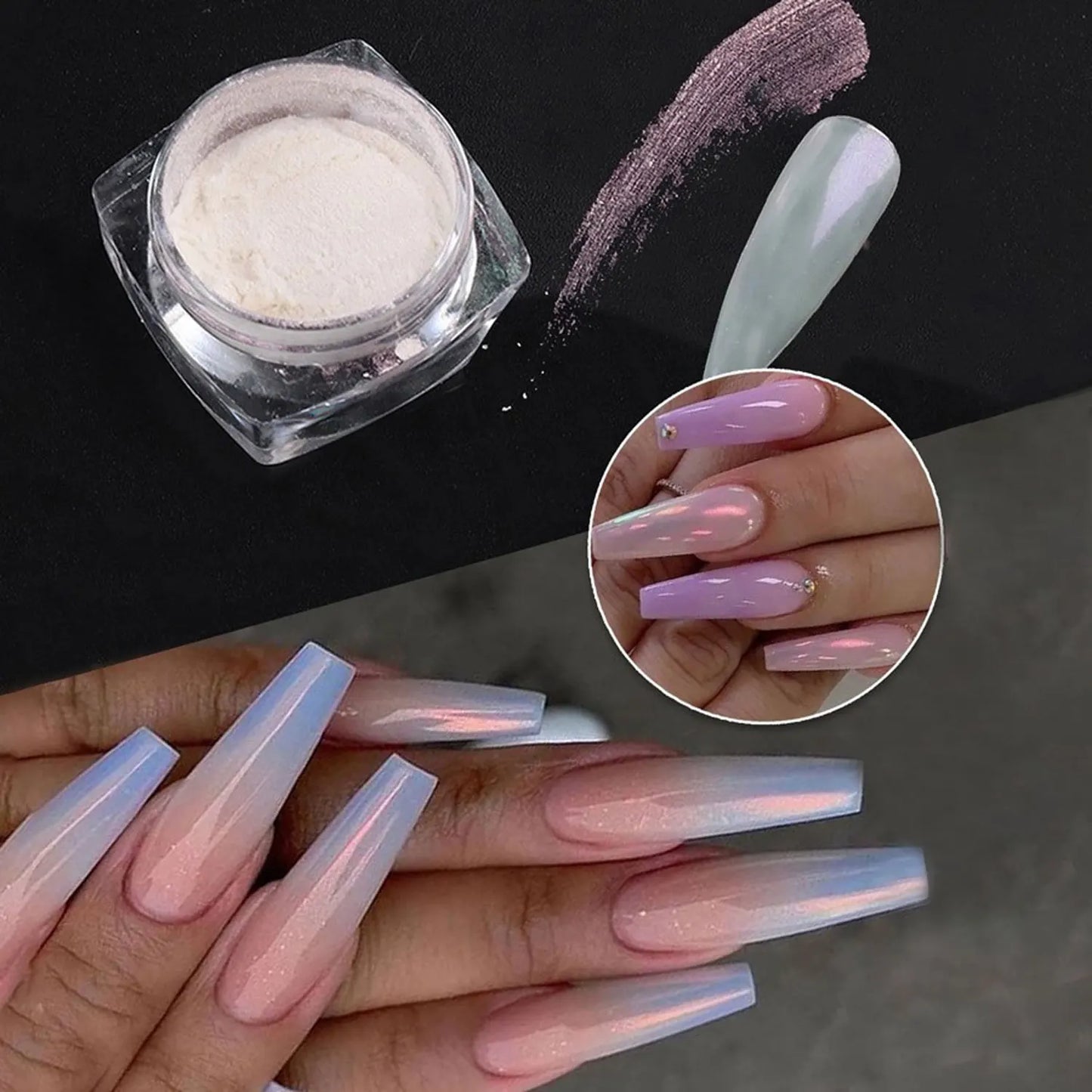 Pearl White Nail Powder – Aurora Chrome Pigment