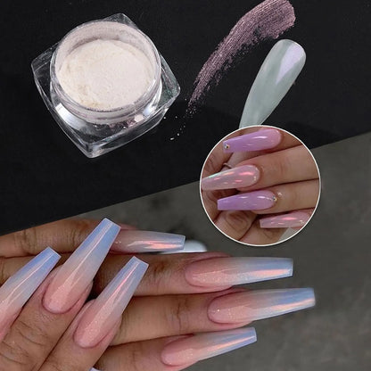 Pearl White Nail Powder – Aurora Chrome Pigment