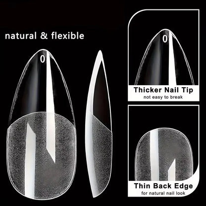Pointed Nail Tips – 600pcs Semi-Matte Full Coverage