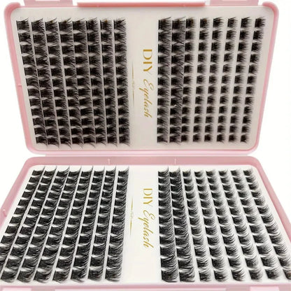 384 Pcs Eyelash Extension Kit - Individual Eyelash Sets, D-Curl, Multiple Lengths, Easy to Apply for Home Makeup Books.