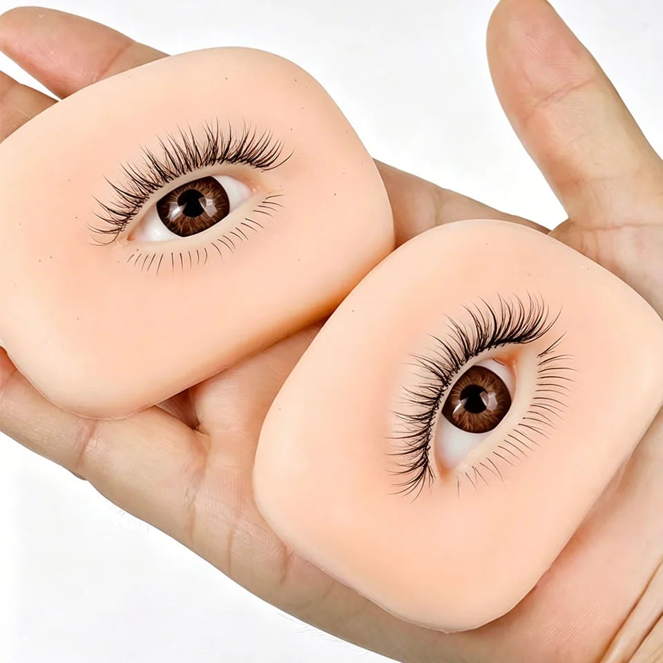 Eyelash Extension Training Kit for Beginners Practice Model Head Mannequin Eye Pads Tweezers Brushes Makeup Set Practice Eyelash