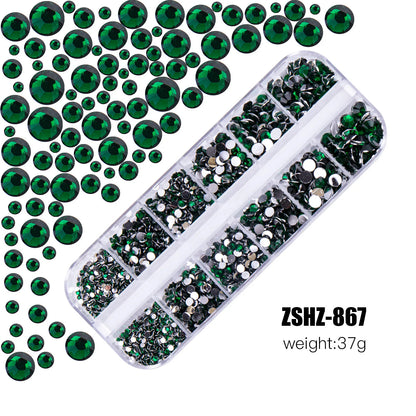 Nail Art Rhinestones Kit 2400pcs Nail Gems Ab Flatback Rhinestones Gems Stones with Storage Organizer for Design Bright Holiday