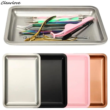 Nail Tray Stainless Steel Cosmetic Storage Tray Nail Art Nail Polish Storage Multicolor Nail Art Desktop False Nails Dish Tools