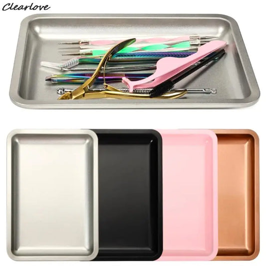 Nail Tray Stainless Steel Cosmetic Storage Tray Nail Art Nail Polish Storage Multicolor Nail Art Desktop False Nails Dish Tools