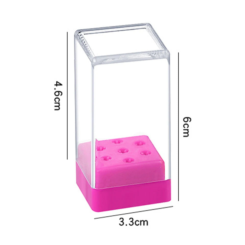 2IN1 Nail Art Drill Storage Box 7/30 Holes Manicure Head Bit Nail Polish Grinding Drill Bits Dust Display Cleaning Storage Box