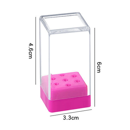 2IN1 Nail Art Drill Storage Box 7/30 Holes Manicure Head Bit Nail Polish Grinding Drill Bits Dust Display Cleaning Storage Box