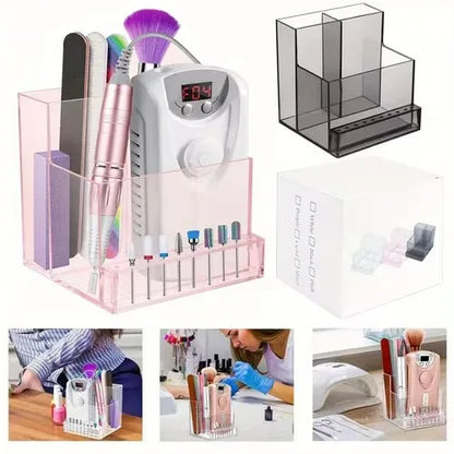 A Compact Holder And Organizer for Mini Nail Drill Bits, for Nail Polishing Tools, Featuring a Storage Box And Display Rack