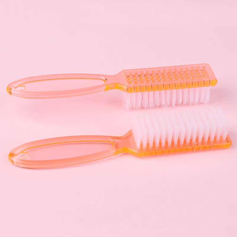 4Pcs Transparent Nail Brush Cleaning Brushes Plastic Handle Grip Multifunctional Brush Cleaner Scrubbing Pedicure For Manicure