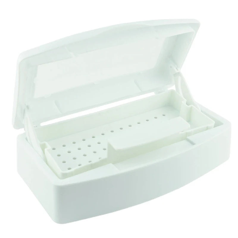Nail Art Tool Sterilizer Tray, Clean Sterilizing Box Storage Organizer for Tweezers, Cuticle Nipper, Nail Implement Manicure Equ