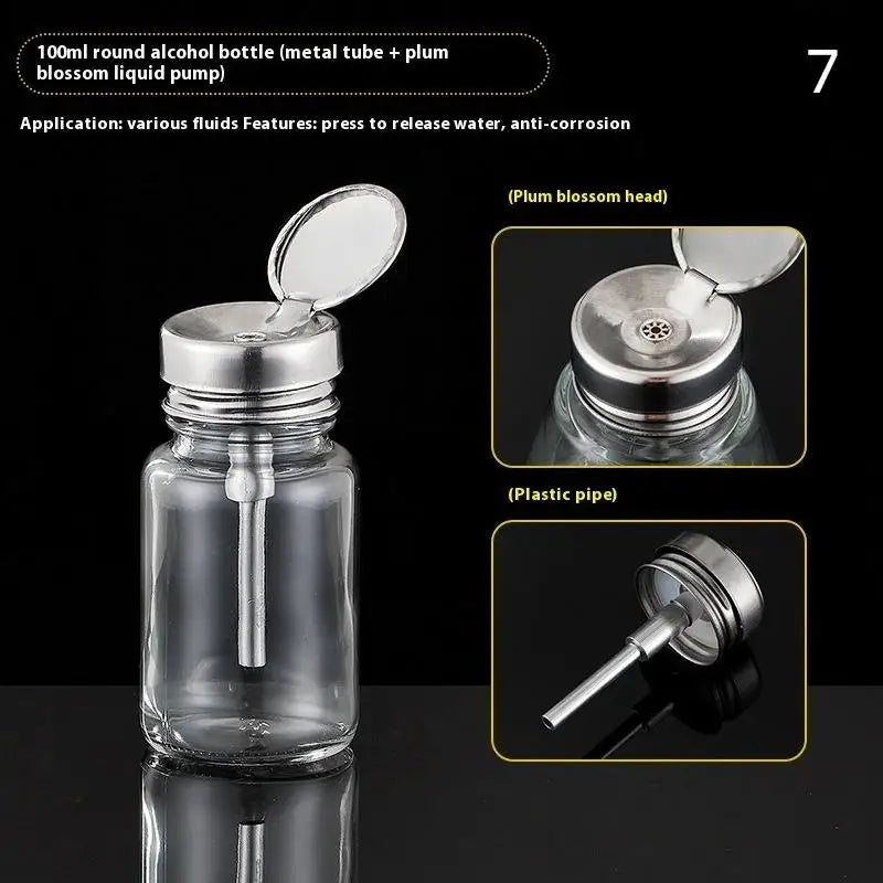 Nail Storage Refillable Glass Bottles Empty Liquid Press Pump Dispenser Nail Art Polish Remover Cleaner Makeup Manicure Tools