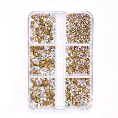 Nail Art Rhinestones Kit 2400pcs Nail Gems Ab Flatback Rhinestones Gems Stones with Storage Organizer for Design Bright Holiday