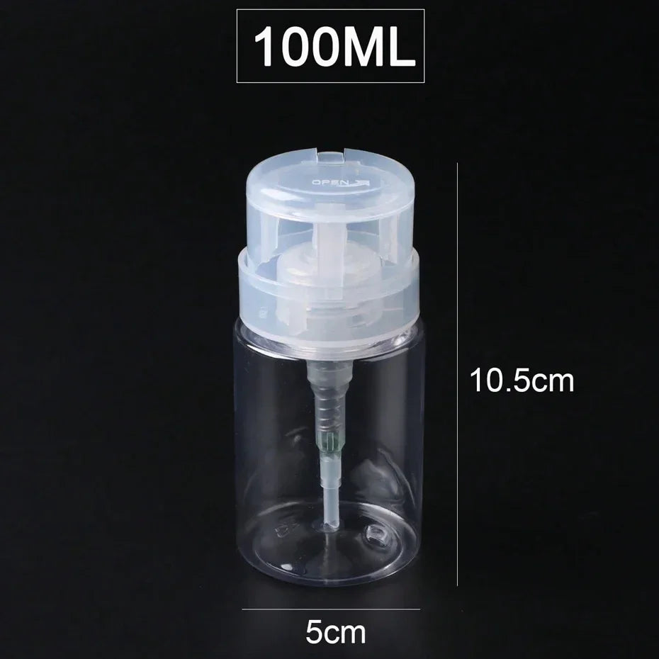 100ml Nail Polish Remover Dispenser Refillable Press Pump Bottle for Nail Art Manicure Tools Liquid Cleaner Storage
