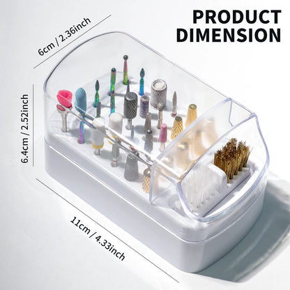 2IN1 Nail Art Drill Storage Box 7/30 Holes Manicure Head Bit Nail Polish Grinding Drill Bits Dust Display Cleaning Storage Box