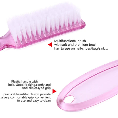 4Pcs Transparent Nail Brush Cleaning Brushes Plastic Handle Grip Multifunctional Brush Cleaner Scrubbing Pedicure For Manicure